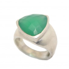 Men's Ring 925 Sterling Silver Green Onyx Gem Stone Natural Handmade B151